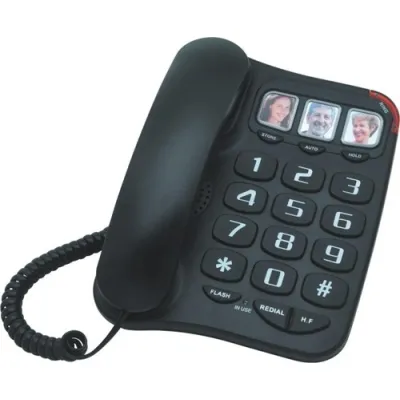 Future Call Amplified 3 Picture Phone with 2-Way Speakerphone (Black)