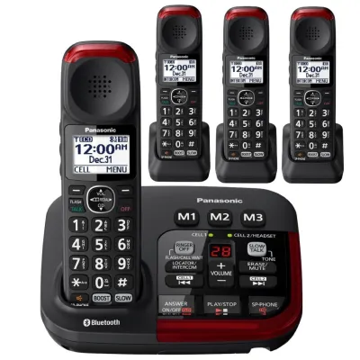 Panasonic Link2Cell KX-TGM430B Amplified Bluetooth Phone with (3) extra handsets